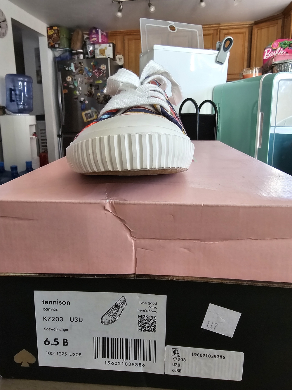 #21 kate spade White Canvas Sneaker with Multicolor Stripe Accents